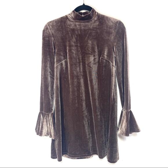 Lucca Couture Bronze Velour Turtleneck Mini Dress XS - Picture 1 of 5